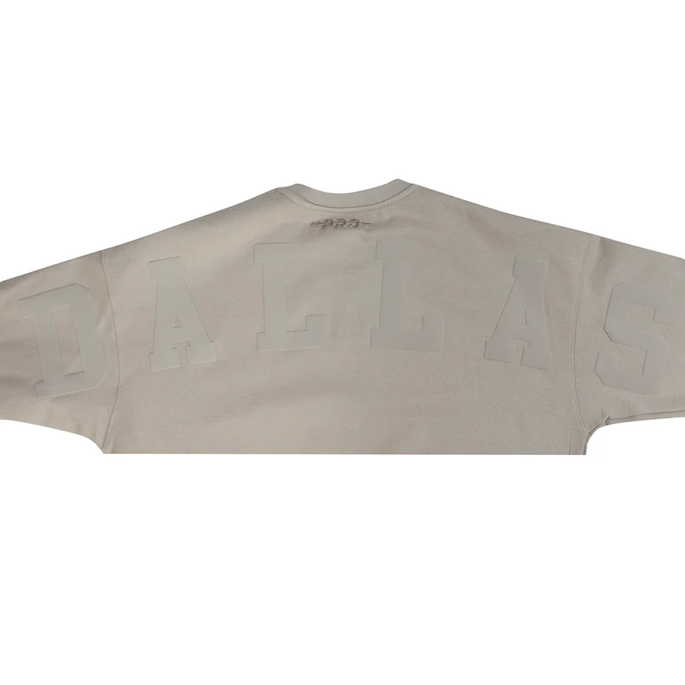 NFL DALLAS COWBOYS WINGSPAN MEN'S DROP SHOULDER FLEECE CREWNECK (TAUPE) - Image 11