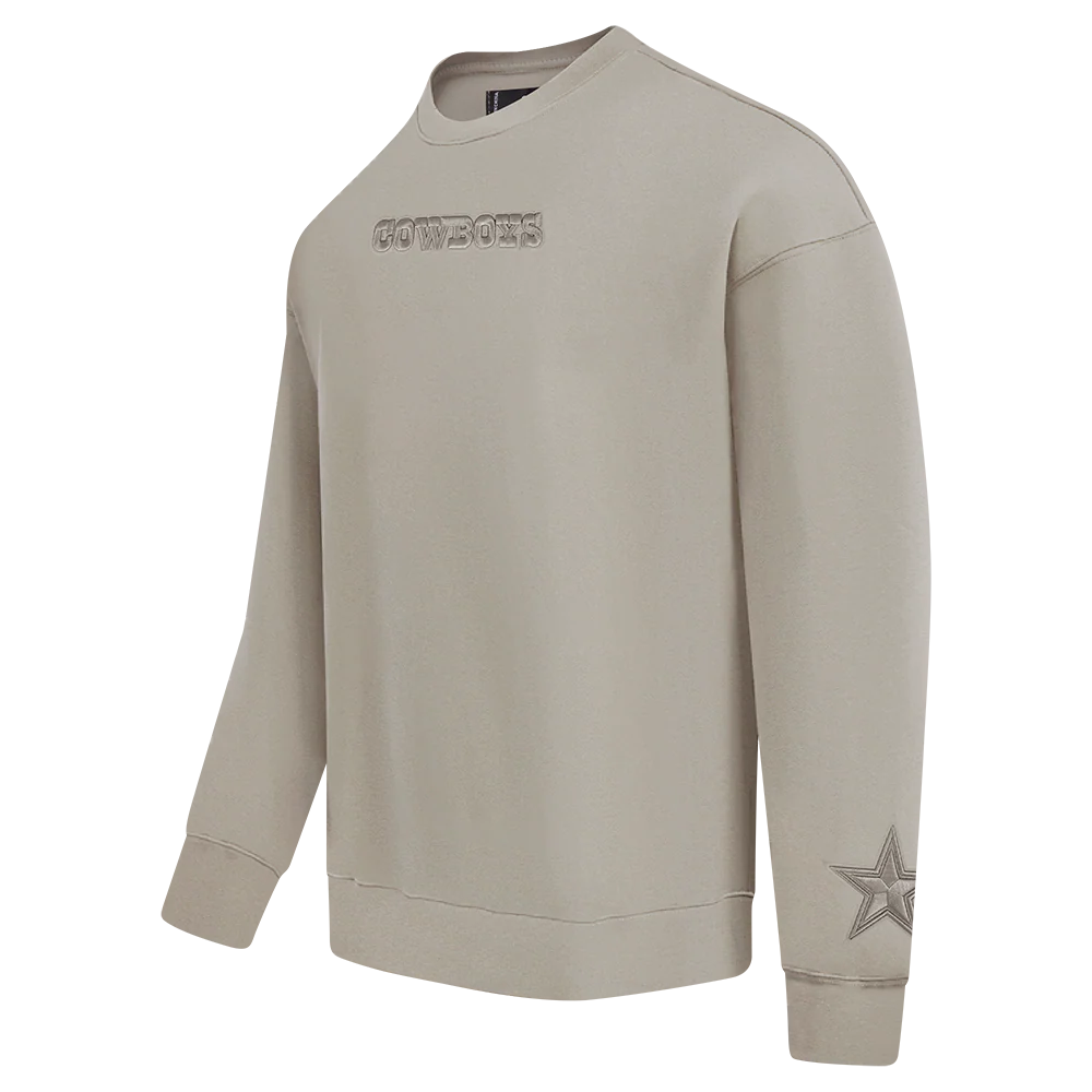 NFL DALLAS COWBOYS WINGSPAN MEN'S DROP SHOULDER FLEECE CREWNECK (TAUPE) - Image 4
