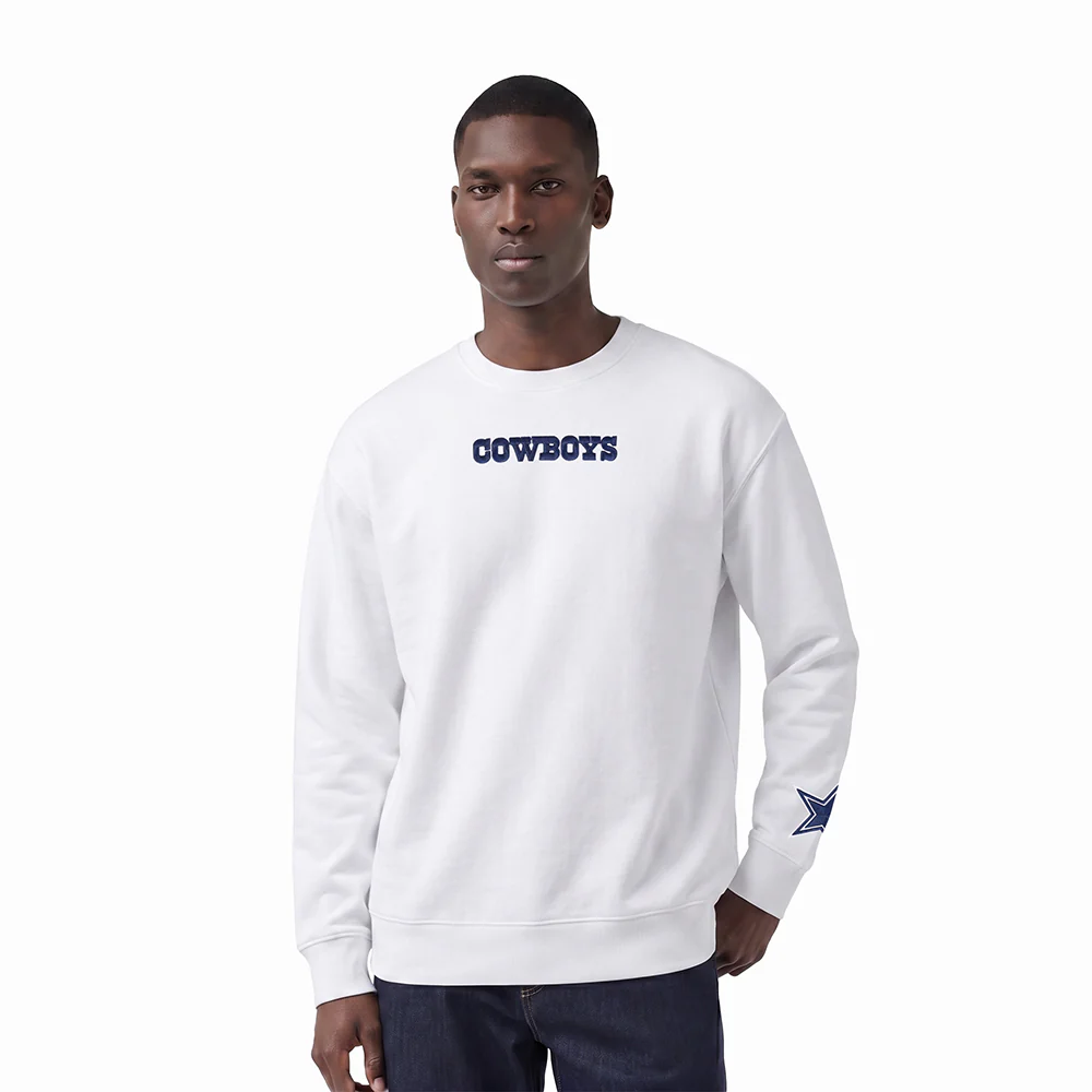 NFL DALLAS COWBOYS WINGSPAN MEN'S DROP SHOULDER CREWNECK (WHITE) - Image 2