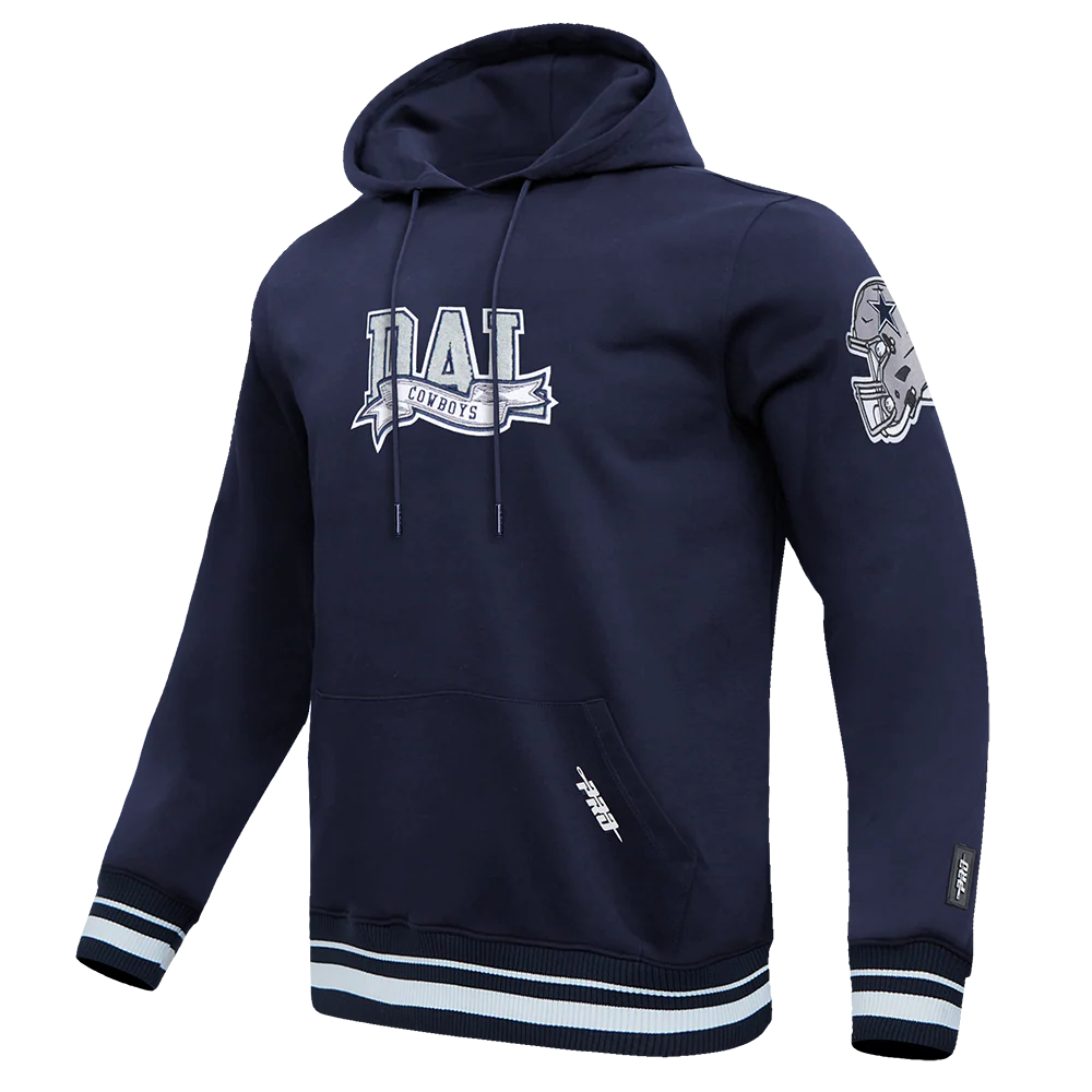 NFL DALLAS COWBOYS TEAM PENNANTS MEN'S RIB FLEECE PULLOVER HOODIE (MIDNIGHT NAVY) - Image 2