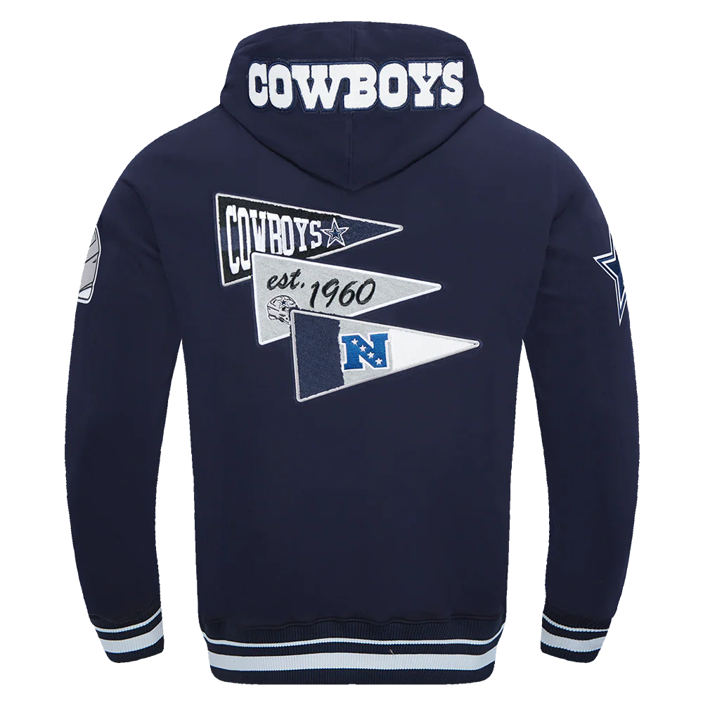 NFL DALLAS COWBOYS TEAM PENNANTS MEN'S RIB FLEECE PULLOVER HOODIE (MIDNIGHT NAVY) - Image 3