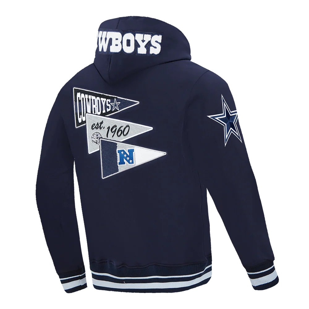 NFL DALLAS COWBOYS TEAM PENNANTS MEN'S RIB FLEECE PULLOVER HOODIE (MIDNIGHT NAVY) - Image 4