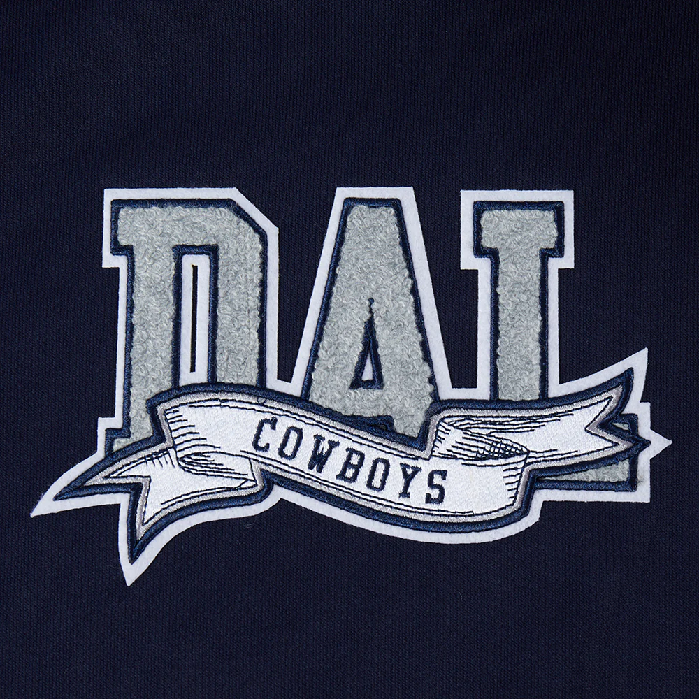 NFL DALLAS COWBOYS TEAM PENNANTS MEN'S RIB FLEECE PULLOVER HOODIE (MIDNIGHT NAVY) - Image 6