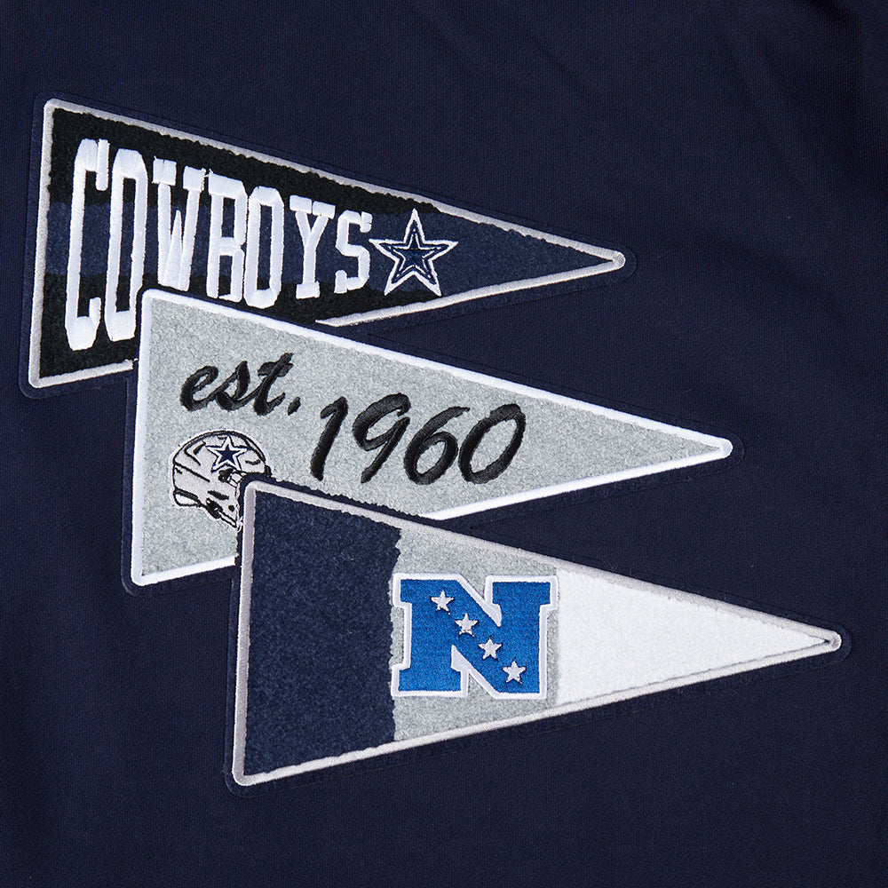 NFL DALLAS COWBOYS TEAM PENNANTS MEN'S RIB FLEECE PULLOVER HOODIE (MIDNIGHT NAVY) - Image 7