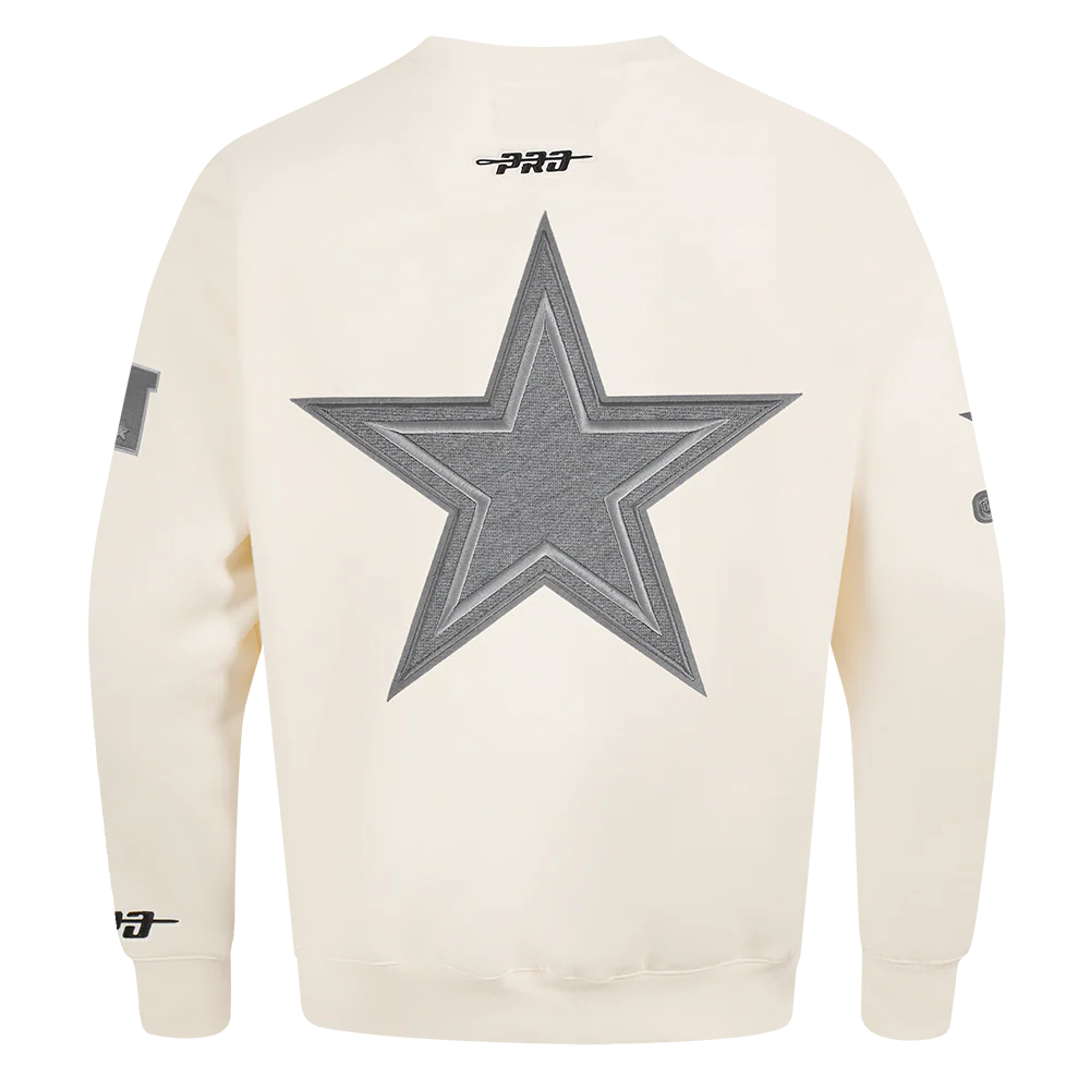 NFL DALLAS COWBOYS REVERSE FRENCH TERRY MEN'S DROP SHOULDER FLEECE CREWNECK (EGGSHELL) - Image 3