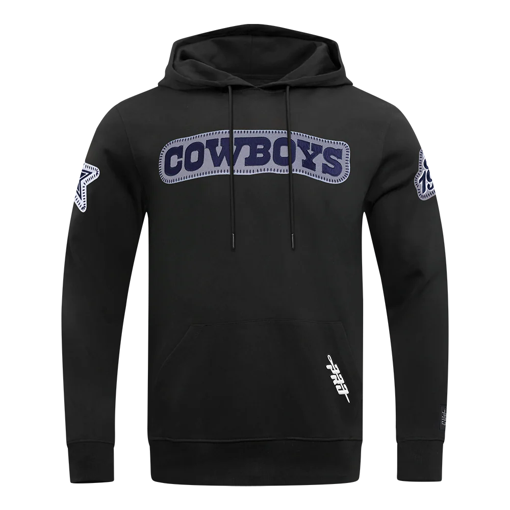 NFL DALLAS COWBOYS DIY PICK STITCH MEN'S DOUBLE KNIT PULLOVER HOODIE (BLACK)
