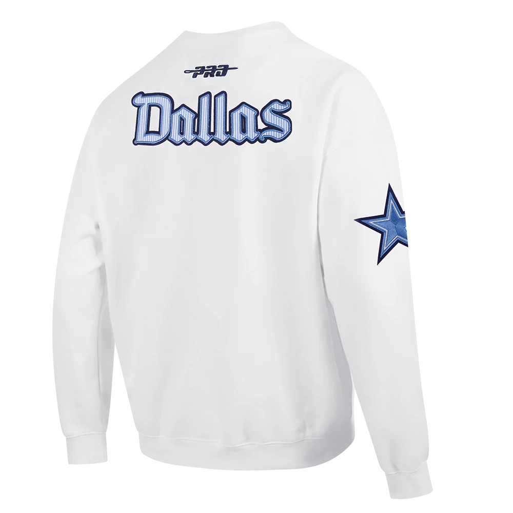 NFL DALLAS COWBOYS COUNTRY CLUB MEN'S DROP SHOULDER FLEECE CREWNECK (WHITE) - Image 4