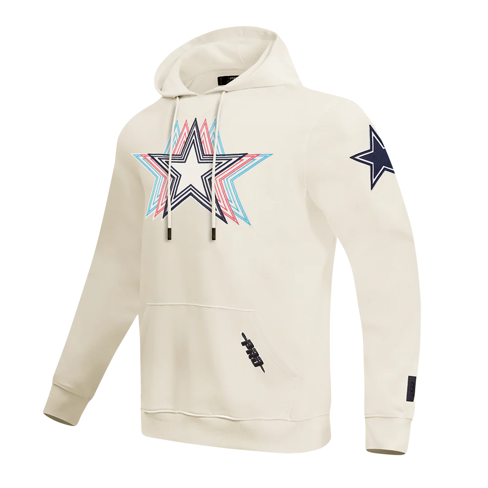 NFL DALLAS COWBOYS ECHO LOGO MEN'S FLEECE PULLOVER HOODIE (EGGSHELL) - Image 2
