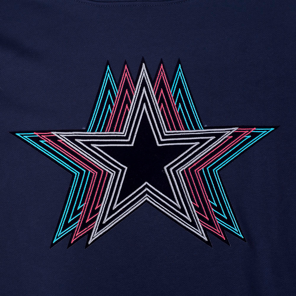 NFL DALLAS COWBOYS ECHO LOGO MEN'S FLEECE PULLOVER HOODIE (MIDNIGHT NAVY) - Image 8