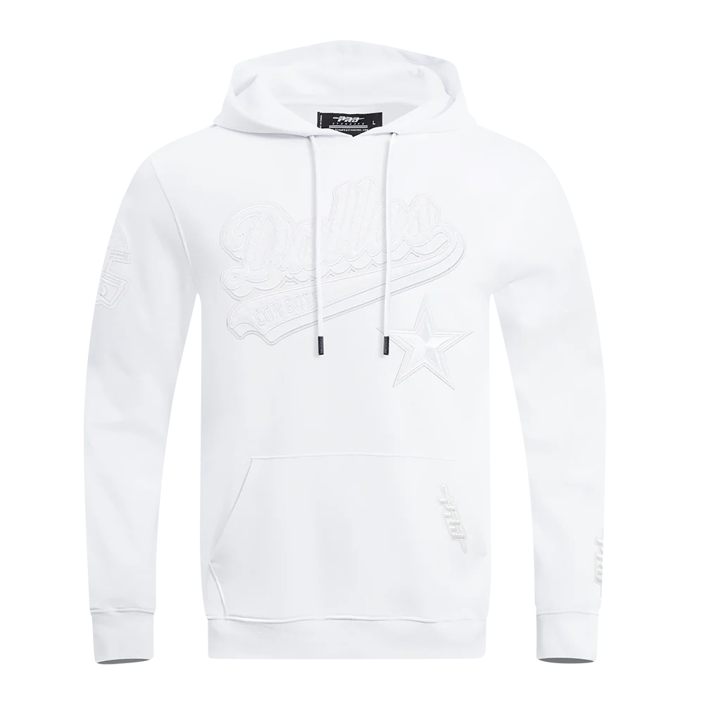 NFL DALLAS COWBOYS WHITE OUT MEN'S DOUBLE KNIT PULLOVER HOODIE (WHITE)