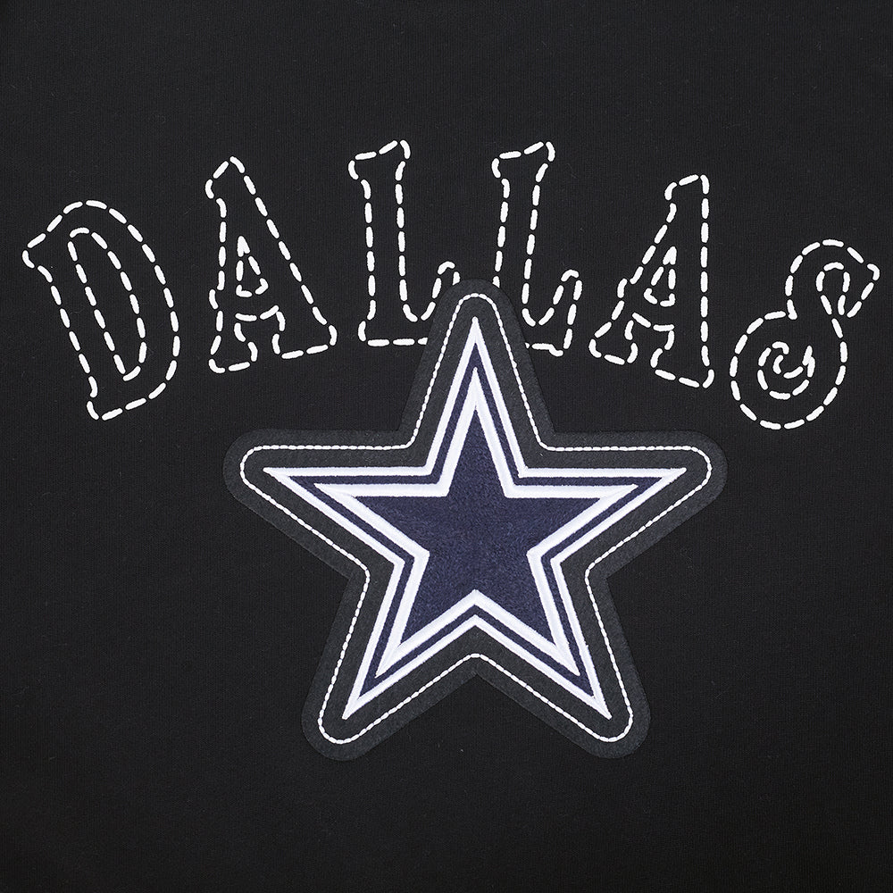 NFL DALLAS COWBOYS REBEL ATHLETICS MEN'S FLC PO HOODIE (BLACK) - Image 6