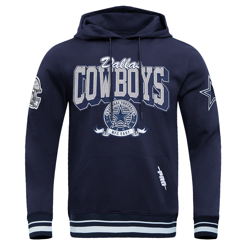 NFL DALLAS COWBOYS TEAM BADGE MEN'S RIB PO HOODIE (MIDNIGHT NAVY) - Image 3