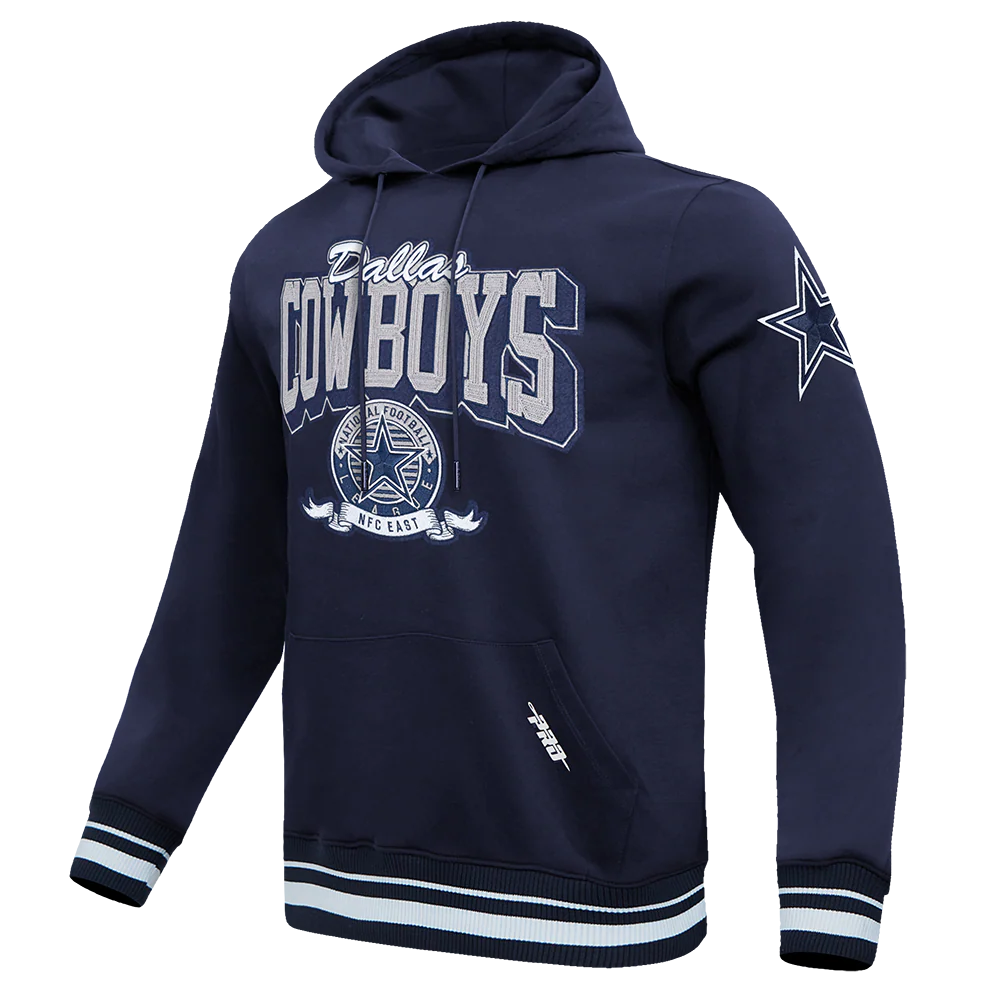 NFL DALLAS COWBOYS TEAM BADGE MEN'S RIB PO HOODIE (MIDNIGHT NAVY) - Image 4