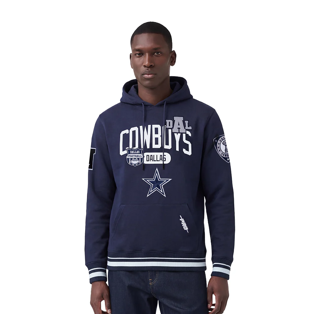 NFL DALLAS COWBOYS LETTERMAN MEN'S PULL OVER HOODIE (MIDNIGHT NAVY)