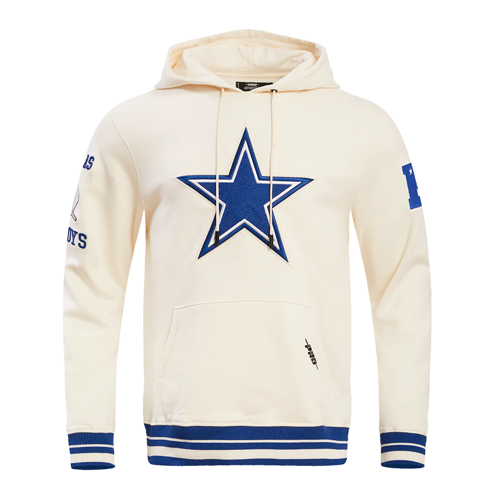 NFL DALLAS COWBOYS RETRO CLASSIC MEN'S PULLOVER HOODIE (EGGSHELL/DODGER BLUE) - Image 3