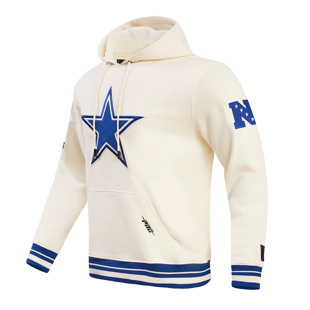 NFL DALLAS COWBOYS RETRO CLASSIC MEN'S PULLOVER HOODIE (EGGSHELL/DODGER BLUE) - Image 4
