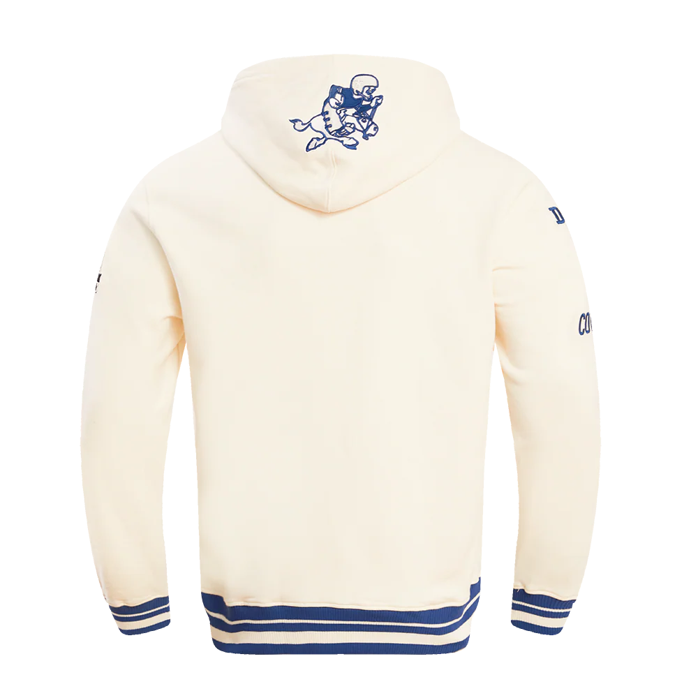 NFL DALLAS COWBOYS RETRO CLASSIC MEN'S PULLOVER HOODIE (EGGSHELL/DODGER BLUE) - Image 7