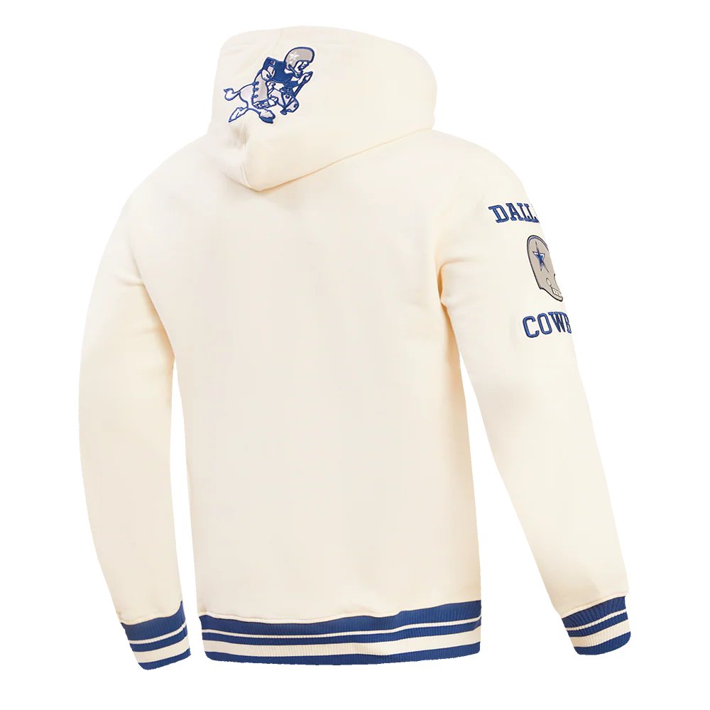 NFL DALLAS COWBOYS RETRO CLASSIC MEN'S PULLOVER HOODIE (EGGSHELL/DODGER BLUE) - Image 8