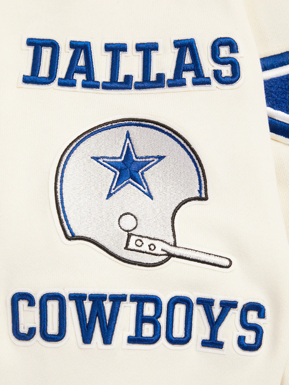 NFL DALLAS COWBOYS RETRO CLASSIC MEN'S PULLOVER HOODIE (EGGSHELL/DODGER BLUE) - Image 9