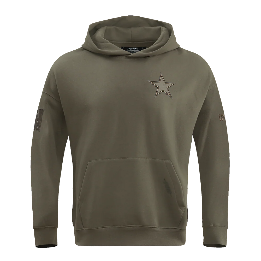 NFL DALLAS COWBOYS NEUTRAL DROP SHOULDER MEN'S PULLOVER HOODIE (DARK TAUPE)