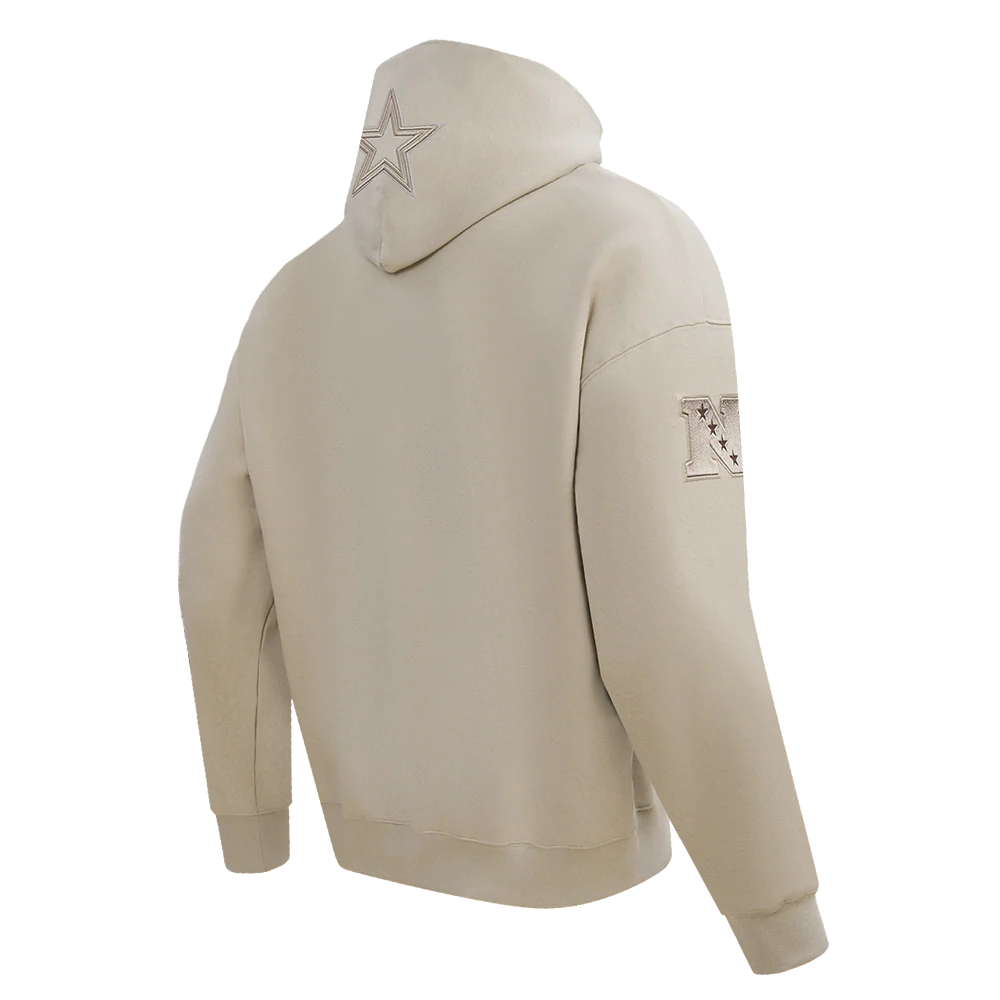 NFL DALLAS COWBOYS NEUTRAL DROP SHOULDER FLEECE PULLOVER HOODIE (TAUPE) - Image 3
