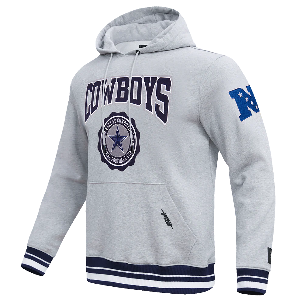 NFL DALLAS COWBOYS CREST EMBLEM RIB FLC PO HOODIE (HEATHER GREY/MIDNIGHT NAVY) - Image 3