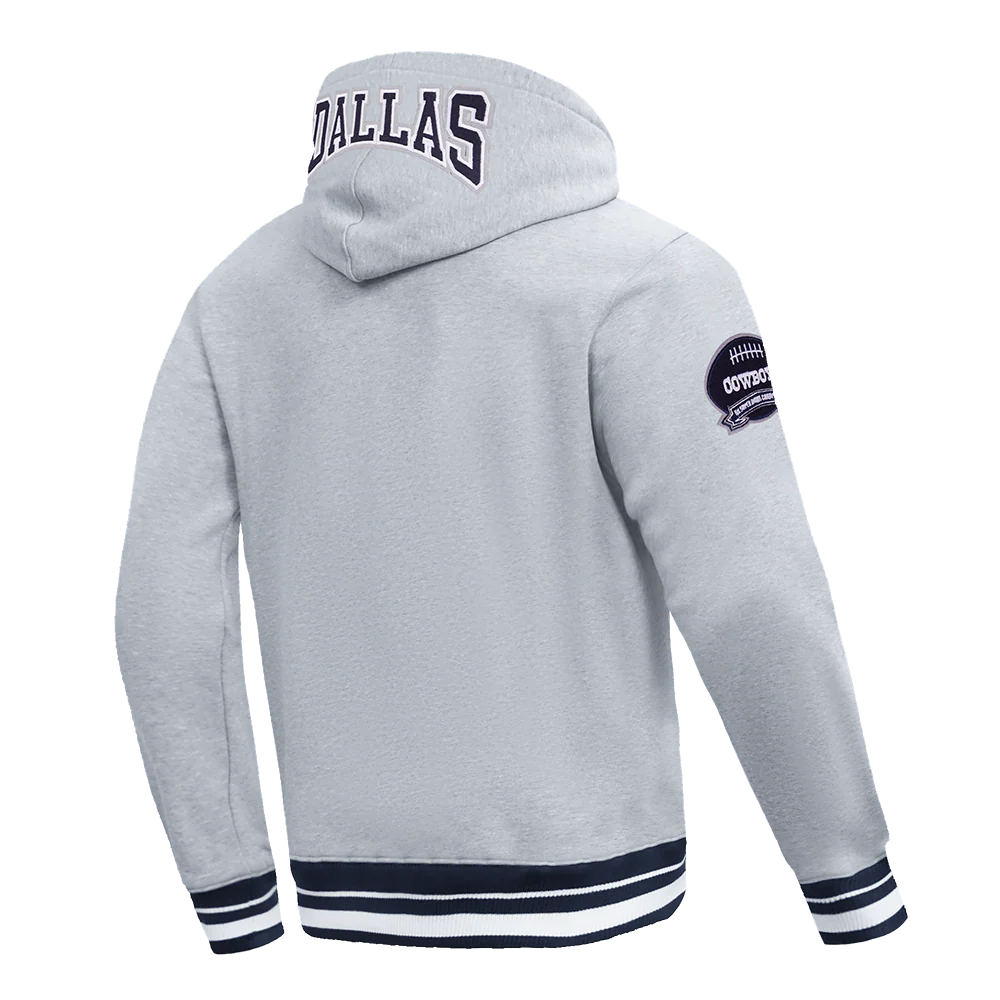 NFL DALLAS COWBOYS CREST EMBLEM RIB FLC PO HOODIE (HEATHER GREY/MIDNIGHT NAVY) - Image 4