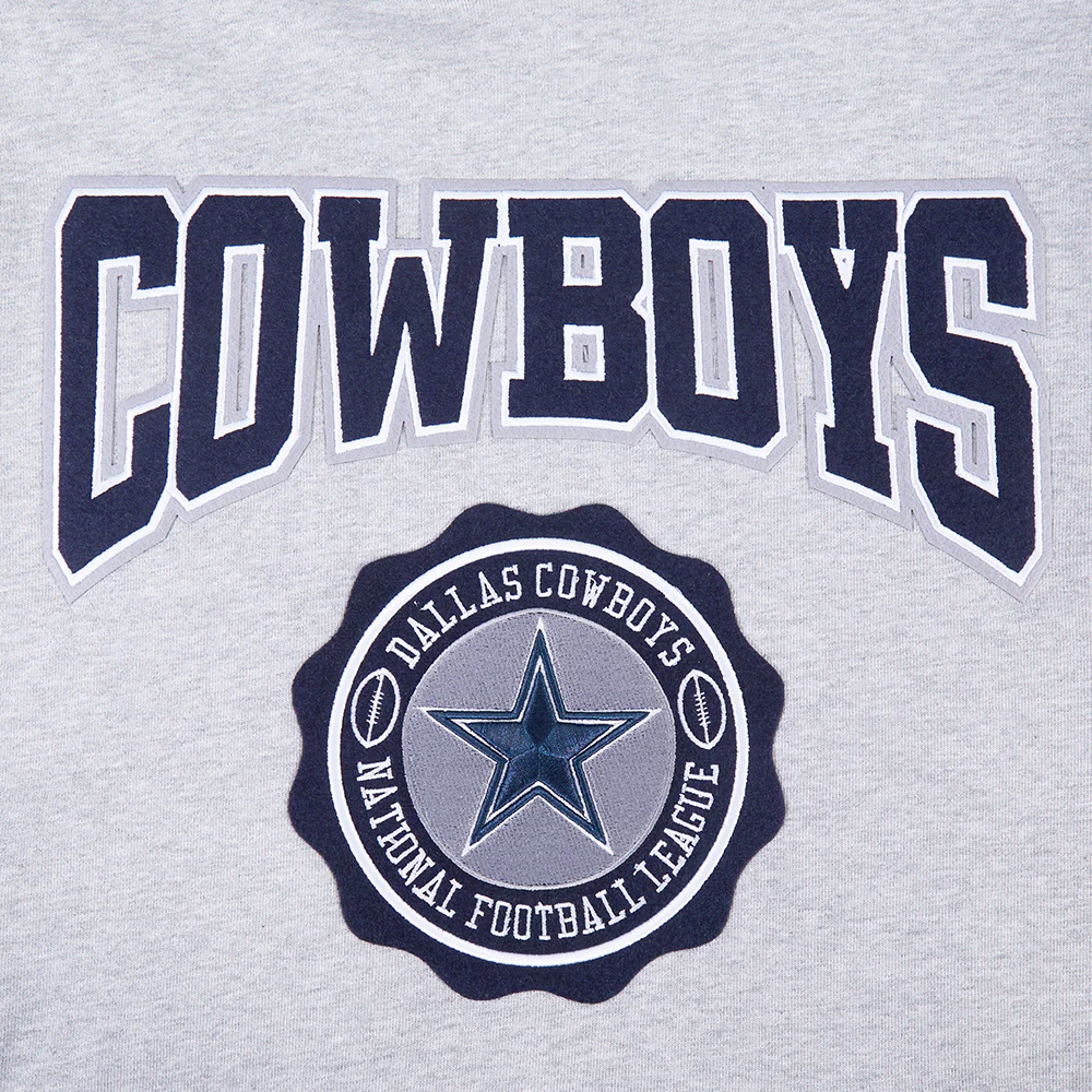 NFL DALLAS COWBOYS CREST EMBLEM RIB FLC PO HOODIE (HEATHER GREY/MIDNIGHT NAVY) - Image 5