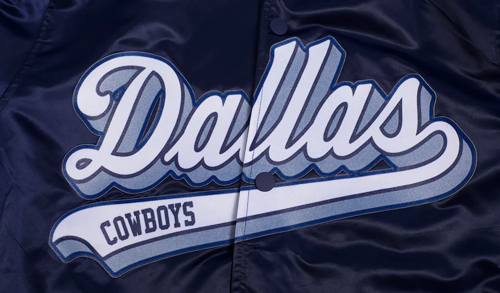 NFL DALLAS COWBOYS SCRIPT TAIL MEN'S SATIN JACKET (MIDNIGHT NAVY) - Image 5
