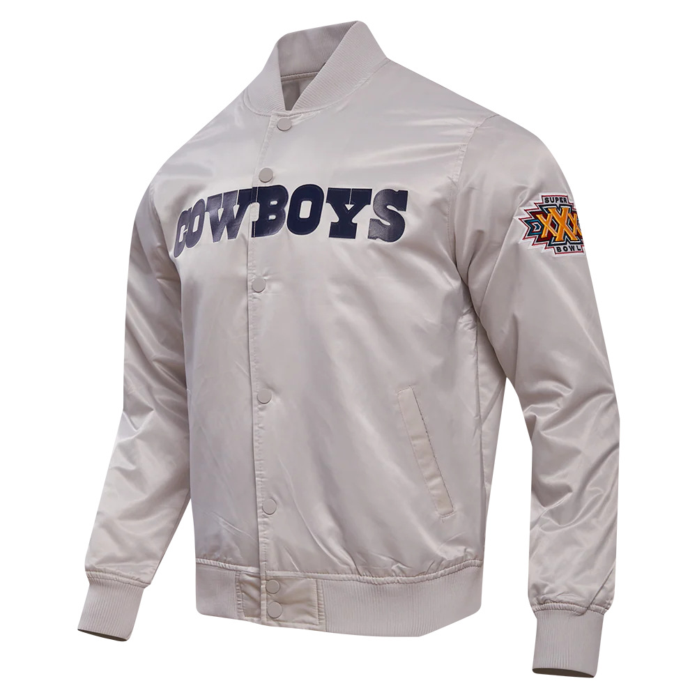 NFL DALLAS COWBOYS BIG LOGO MEN'S SATIN JACKET (SILVER) - Image 2