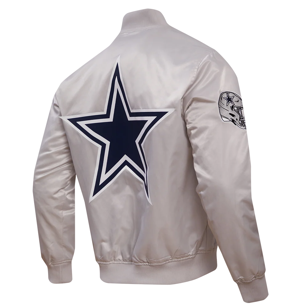 NFL DALLAS COWBOYS BIG LOGO MEN'S SATIN JACKET (SILVER) - Image 3