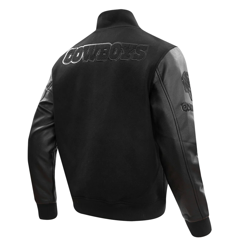 NFL DALLAS COWBOYS TRIPLE BLACK WOOL MEN'S VARSITY JACKET (BLACK) - Image 8