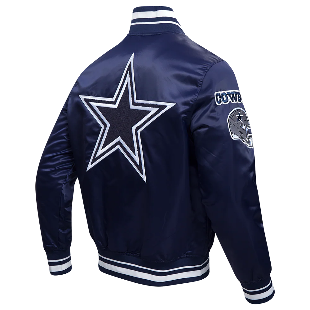 NFL DALLAS COWBOYS MASHUP MEN'S RIB SATIN JACKET (MIDNIGHT NAVY) - Image 3