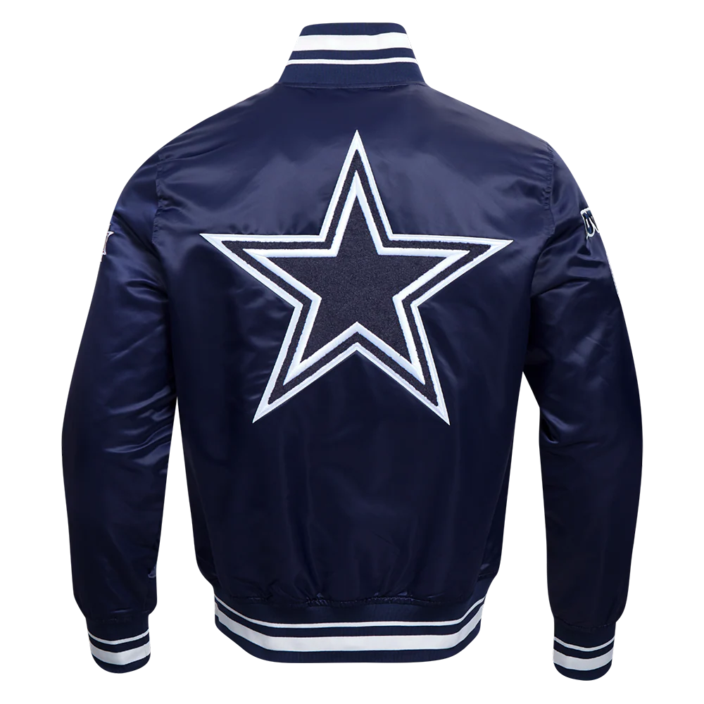 NFL DALLAS COWBOYS MASHUP MEN'S RIB SATIN JACKET (MIDNIGHT NAVY) - Image 4