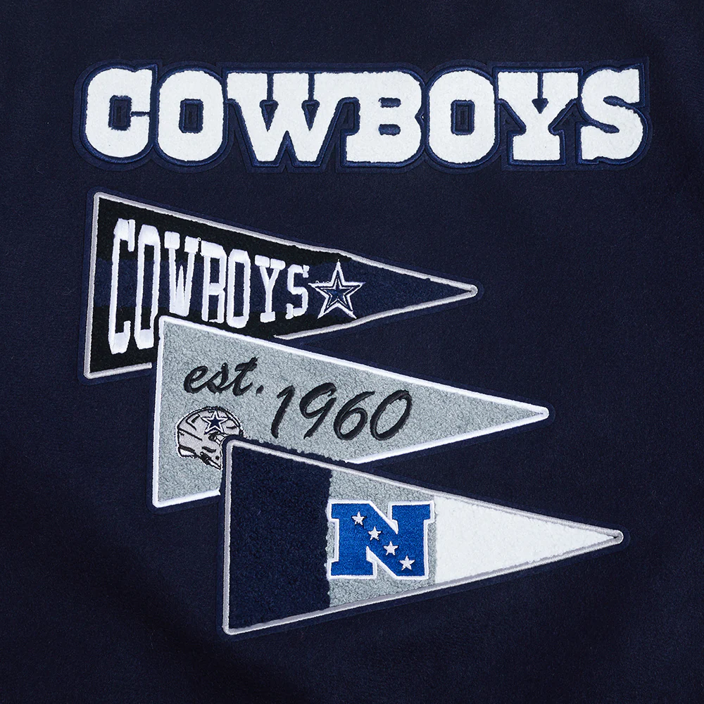 NFL DALLAS COWBOYS TEAM PENNANTS MEN'S RIB WOOL VARSITY JACKET (MIDNIGHT NAVY/WHITE) - Image 10