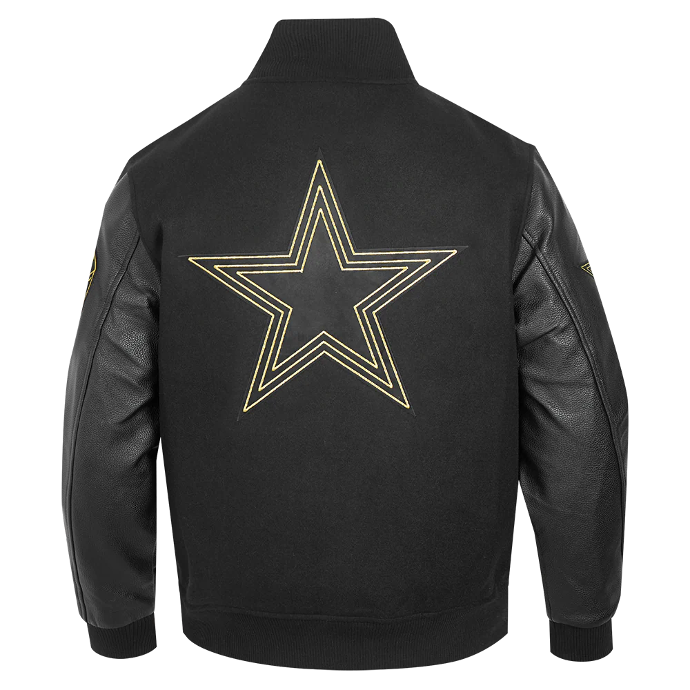 NFL DALLAS COWBOYS BLACK & GOLD MEN'S WOOL VARSITY JACKET (JET BLACK) - Image 4