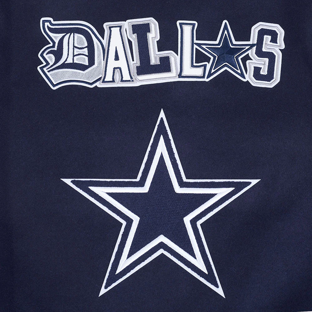 NFL DALLAS COWBOYS CITY RANSOM MEN'S RIB WOOL VARSITY JACKET (MIDNIGHT NAVY/WHITE) - Image 8