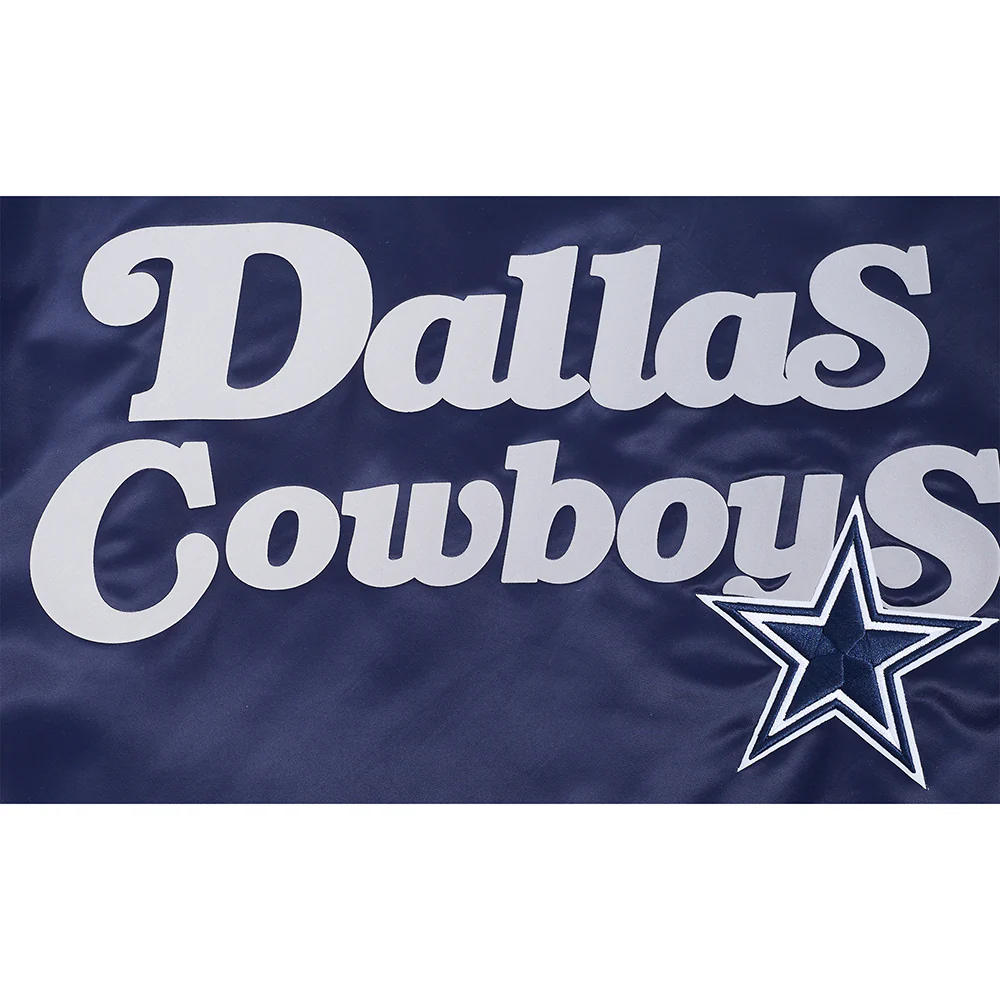 NFL DALLAS COWBOYS SOUVENIR MEN'S SATIN JACKET (NAVY) - Image 8