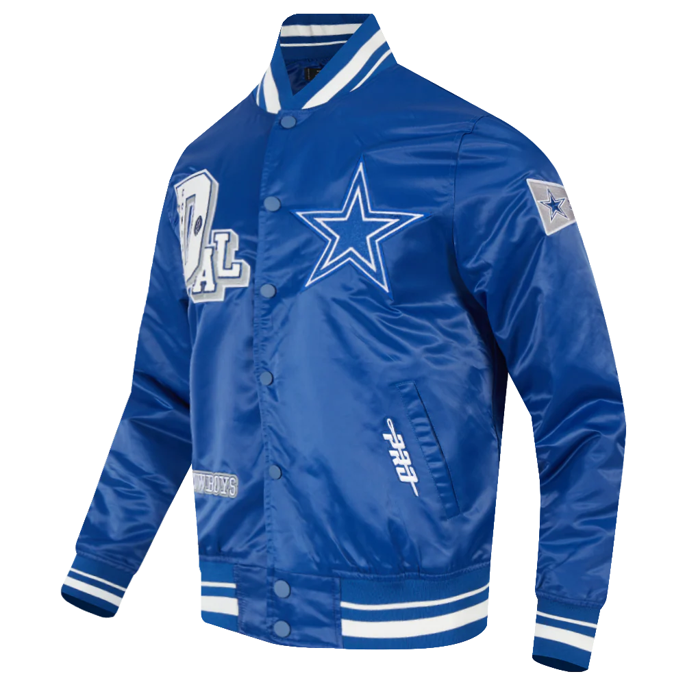 NFL DALLAS COWBOYS BEST OF MEN'S RIB SATIN JACKET (DODGER BLUE) - Image 4