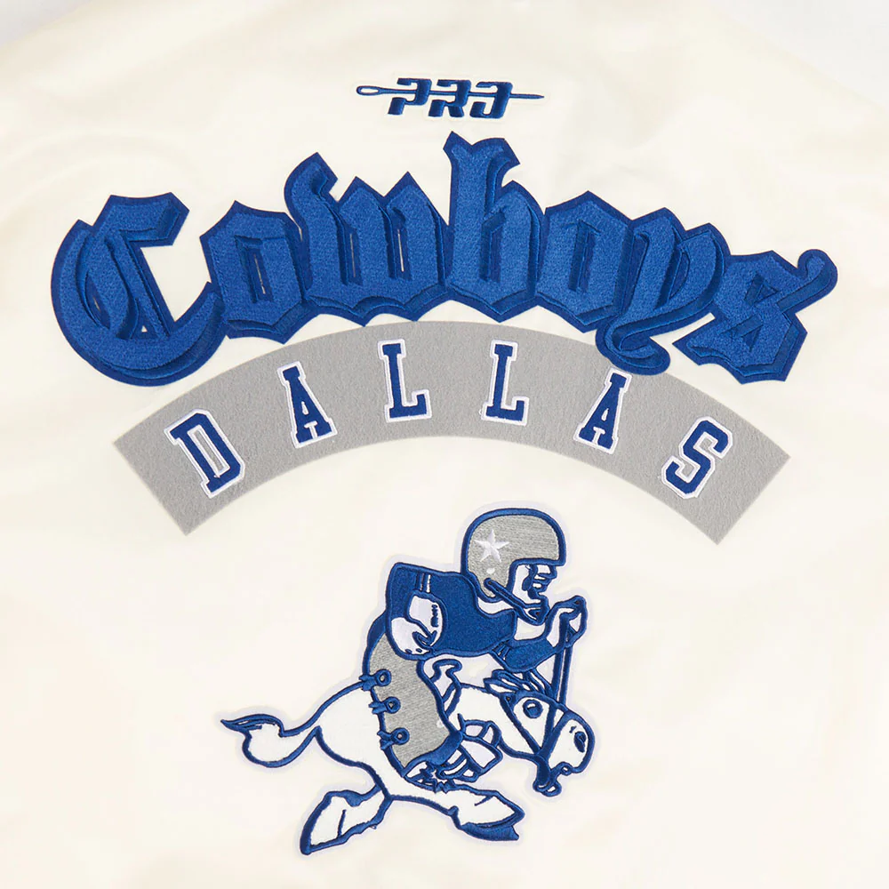 NFL DALLAS COWBOYS BEST OF MEN'S RIB SATIN JACKET (EGGSHELL/DODGER BLUE) - Image 17