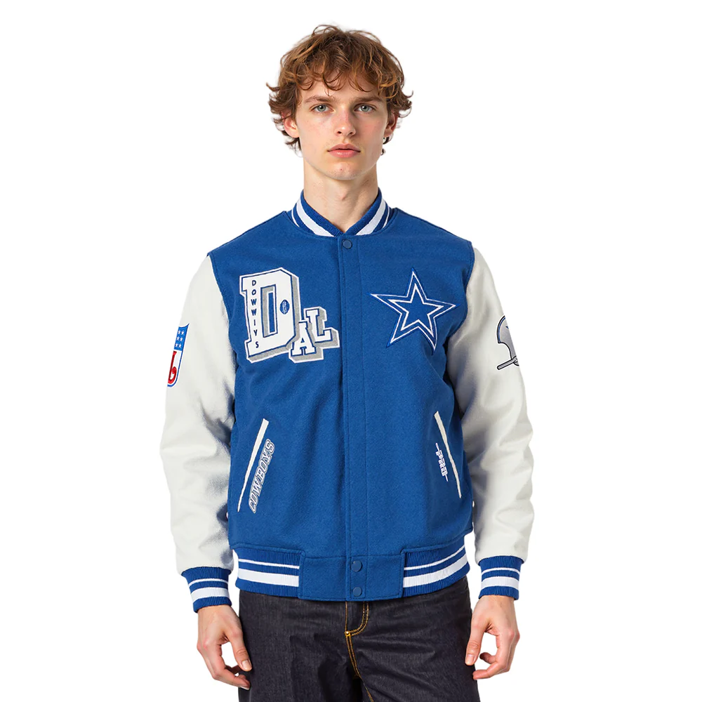 NFL DALLAS COWBOYS BEST OF MEN'S RIB WOOL VARSITY JACKET (DODGER BLUE/WHITE) - Image 2