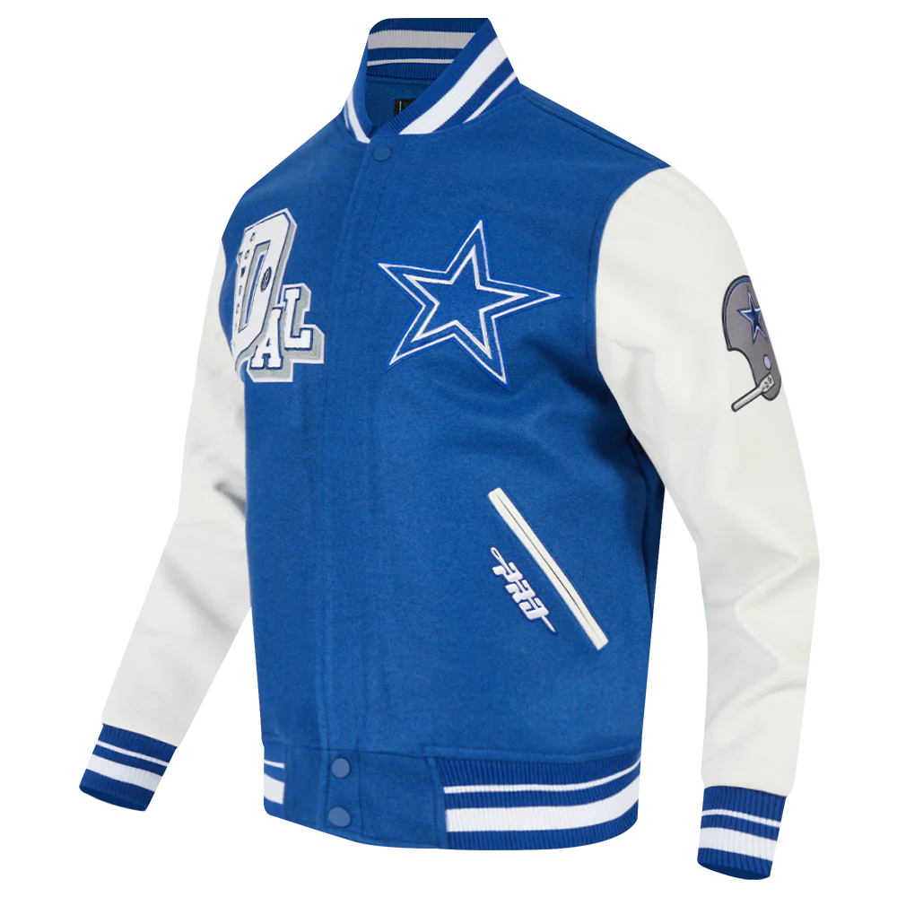 NFL DALLAS COWBOYS BEST OF MEN'S RIB WOOL VARSITY JACKET (DODGER BLUE/WHITE) - Image 3
