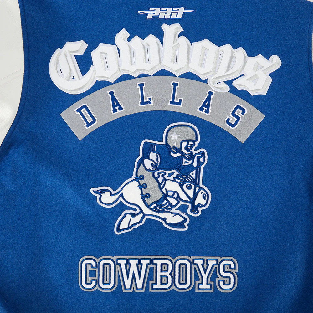 NFL DALLAS COWBOYS BEST OF MEN'S RIB WOOL VARSITY JACKET (DODGER BLUE/WHITE) - Image 5