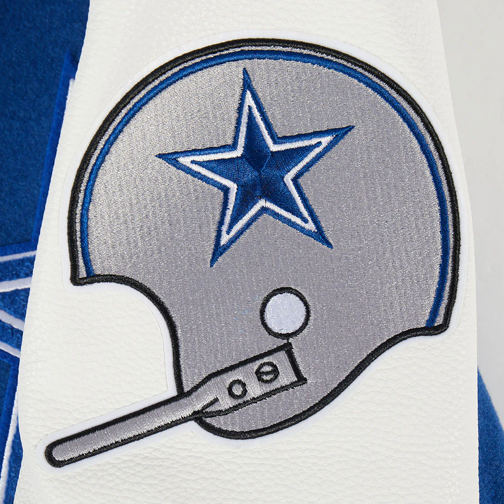 NFL DALLAS COWBOYS BEST OF MEN'S RIB WOOL VARSITY JACKET (DODGER BLUE/WHITE) - Image 6