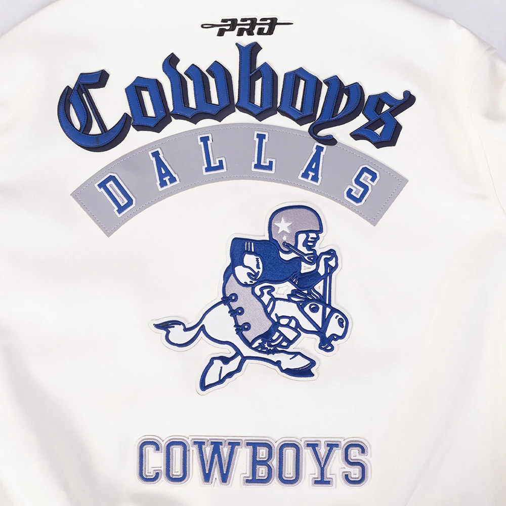 NFL DALLAS COWBOYS BEST OF MEN'S LEATHER VARSITY JACKET (EGGSHELL) - Image 15
