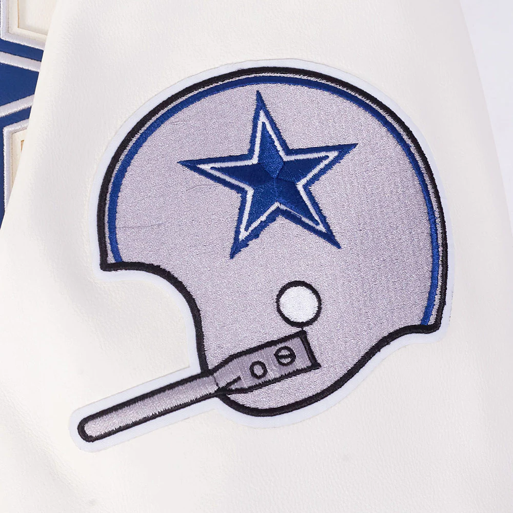 NFL DALLAS COWBOYS BEST OF MEN'S LEATHER VARSITY JACKET (EGGSHELL) - Image 16