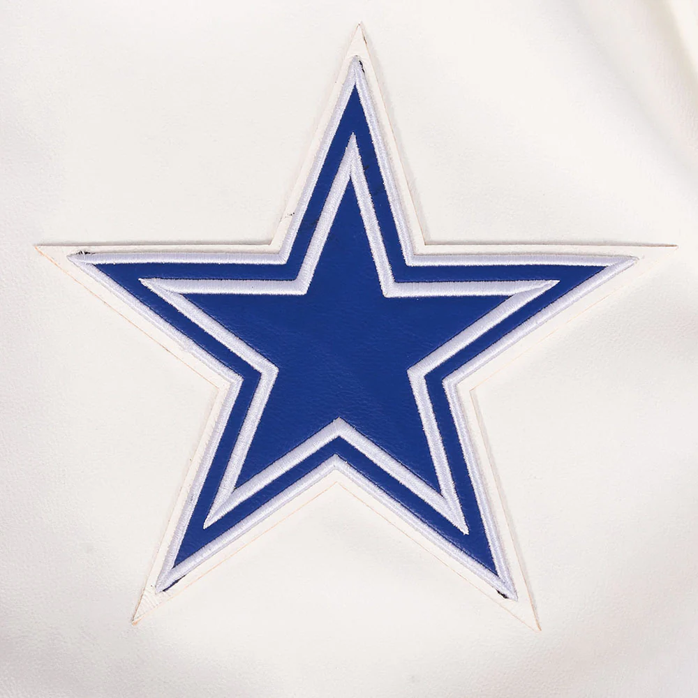 NFL DALLAS COWBOYS BEST OF MEN'S LEATHER VARSITY JACKET (EGGSHELL) - Image 8