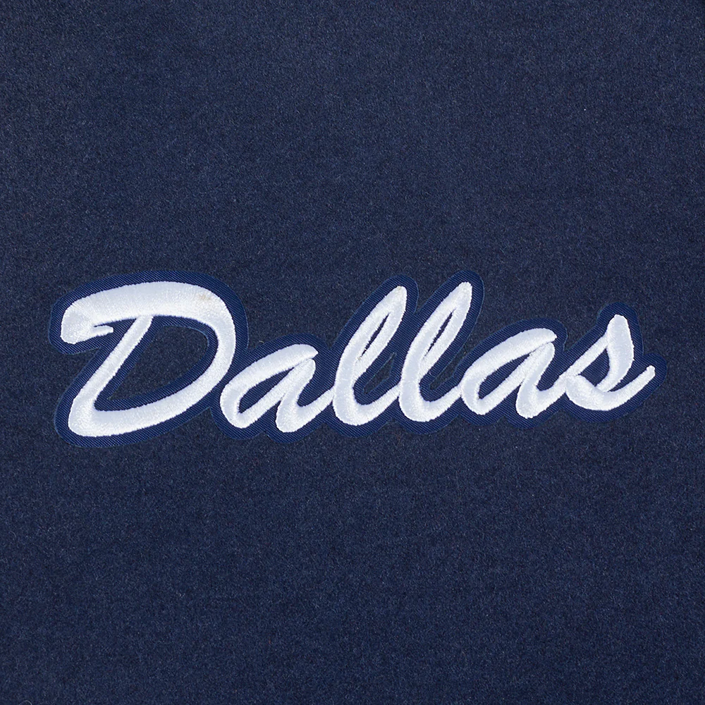 NFL DALLAS COWBOYS TEAM BADGE MEN'S RIB WOOL VARSITY JACKET (MIDNIGHT NAVY/WHITE) - Image 10