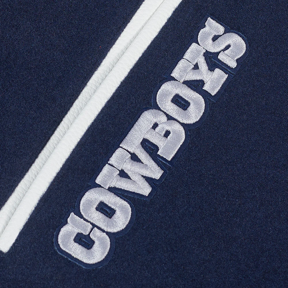 NFL DALLAS COWBOYS TEAM BADGE MEN'S RIB WOOL VARSITY JACKET (MIDNIGHT NAVY/WHITE) - Image 11
