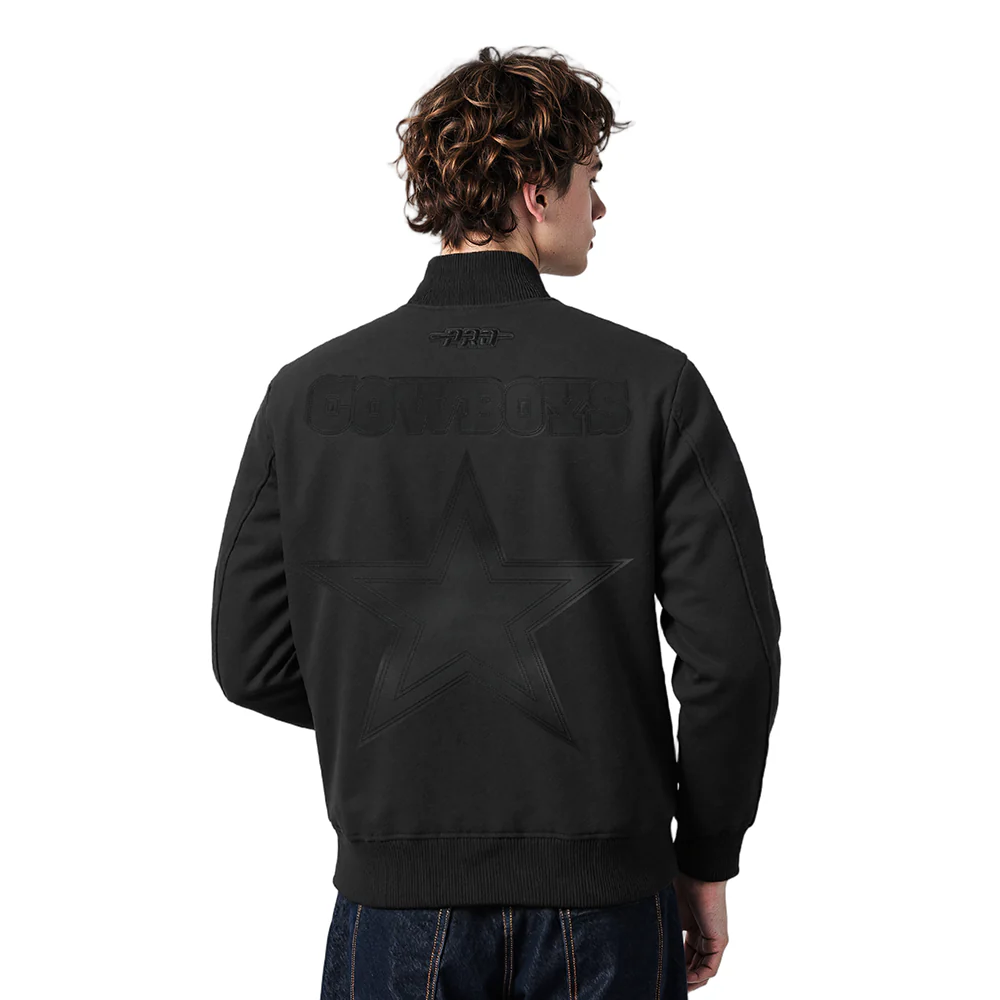NFL DALLAS COWBOYS WASHED VANGUARD MEN'S ALL WOOL VARSITY JACKET (BLACK) - Image 11